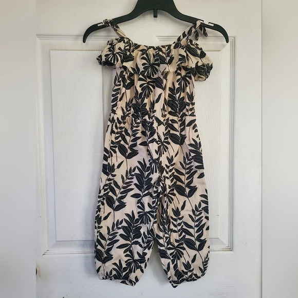 Janie and Jack marshmallow fluff palm floral jumpsuit, size 3 - Picture 1 of 5